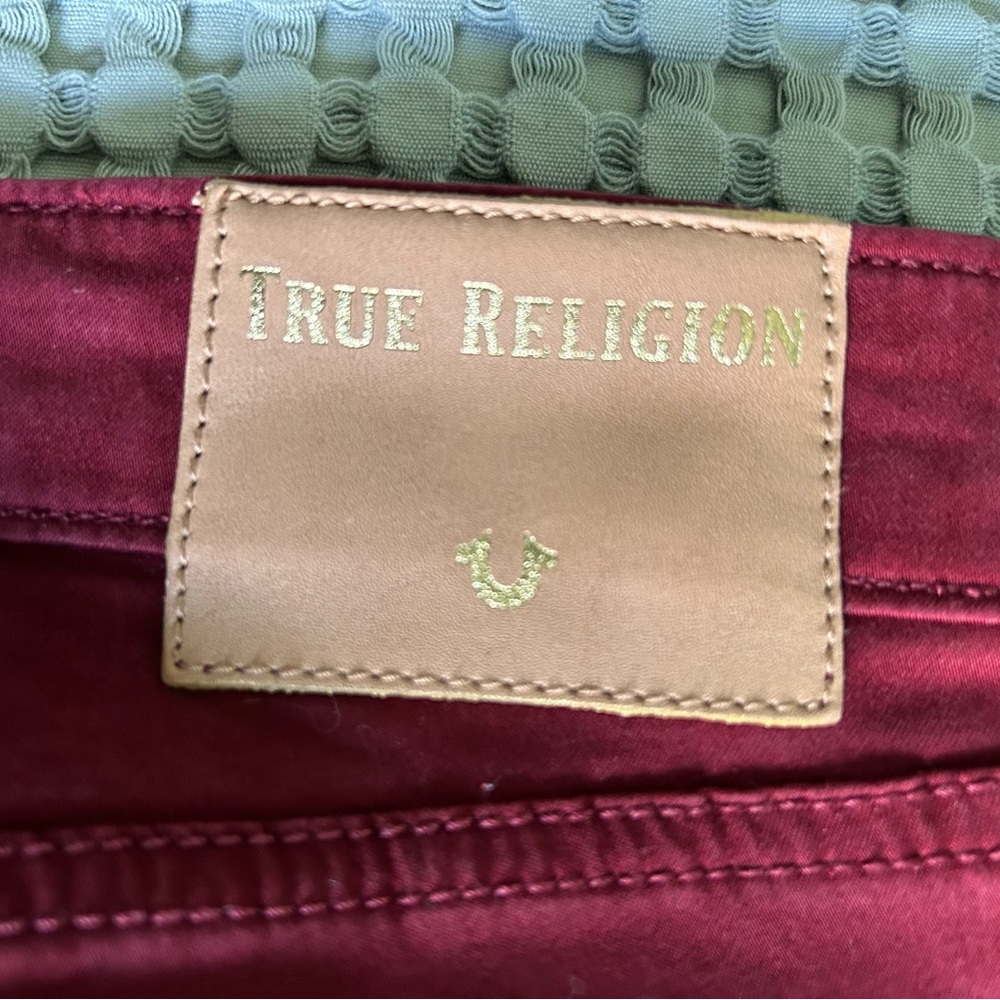 Women’s True Religion Jennie Curvy Skinny Jeans Size 24 Red Brushed Denim